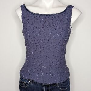 Alfred Angelo Blue Beaded Wide Neck V Back Evening Top 4